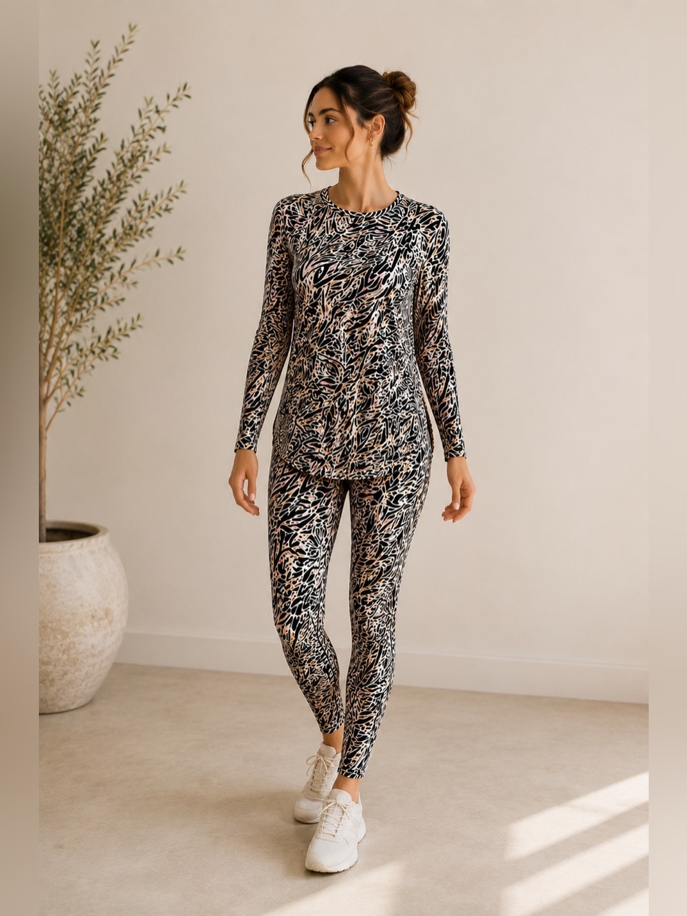 Lilly Pulitzer Set Luxletic Zebra Print Activewear Blythe Top & Leggings UPF 50